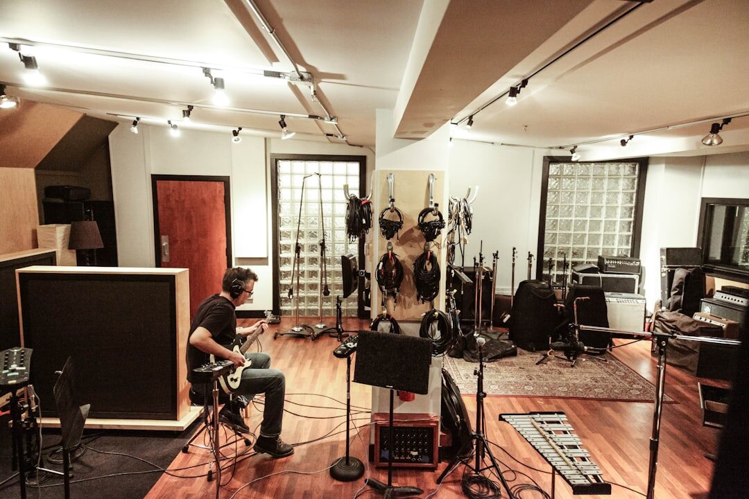 musician recording in studio